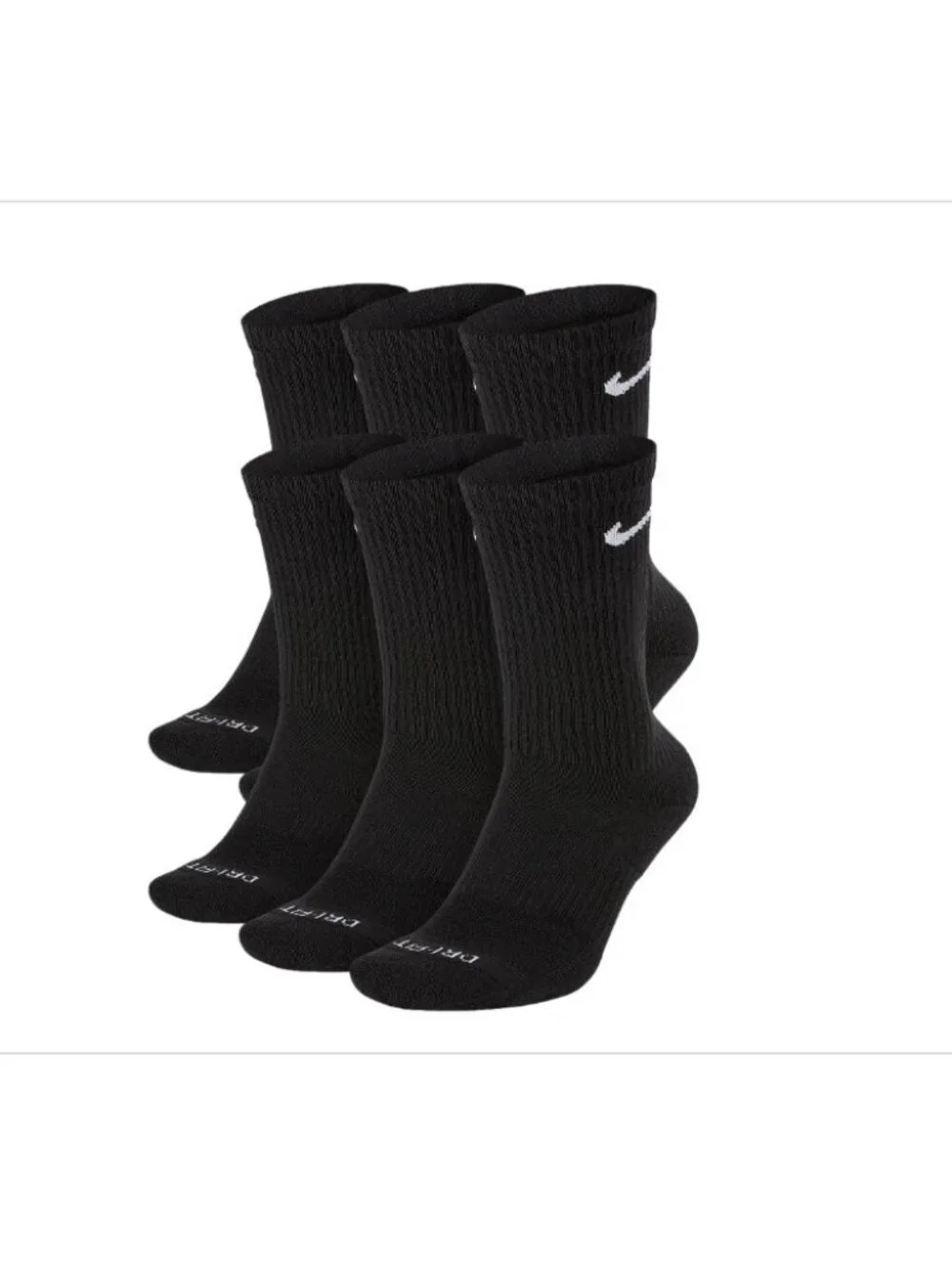 Nike Everyday Plus Dri-FIT Adult Unisex Cushioned 6 Pack Crew Socks Mens L (8-12